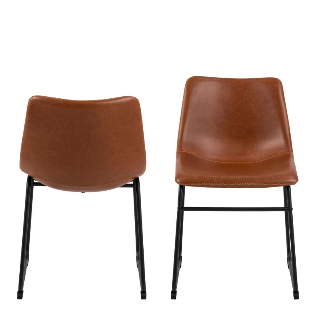 I_Oregon Dining Chair In Brown With Cream Stitching Set Of 2 - Price Crash Furniture