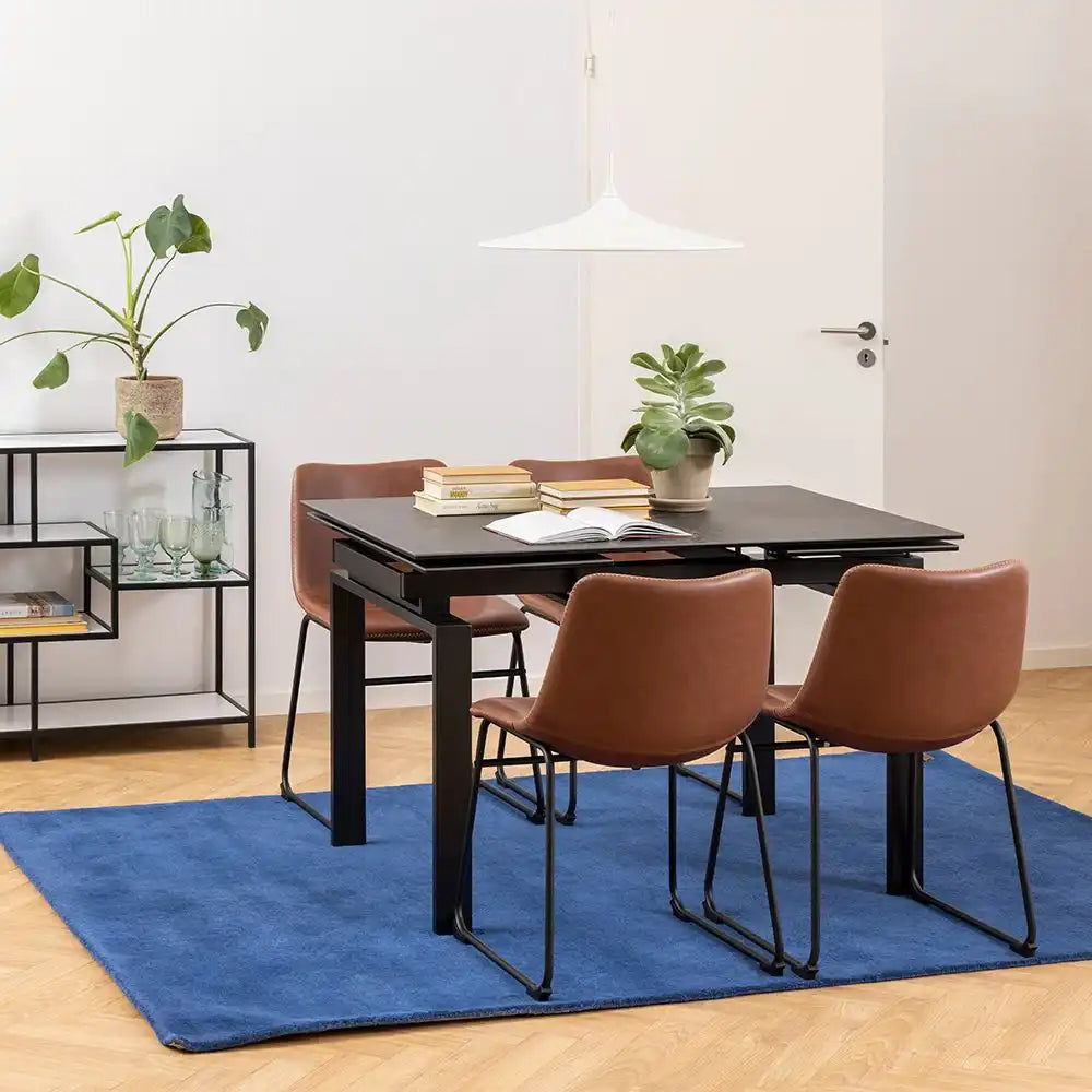 I_Oregon Dining Chair In Brown With Cream Stitching Set Of 2 - Price Crash Furniture