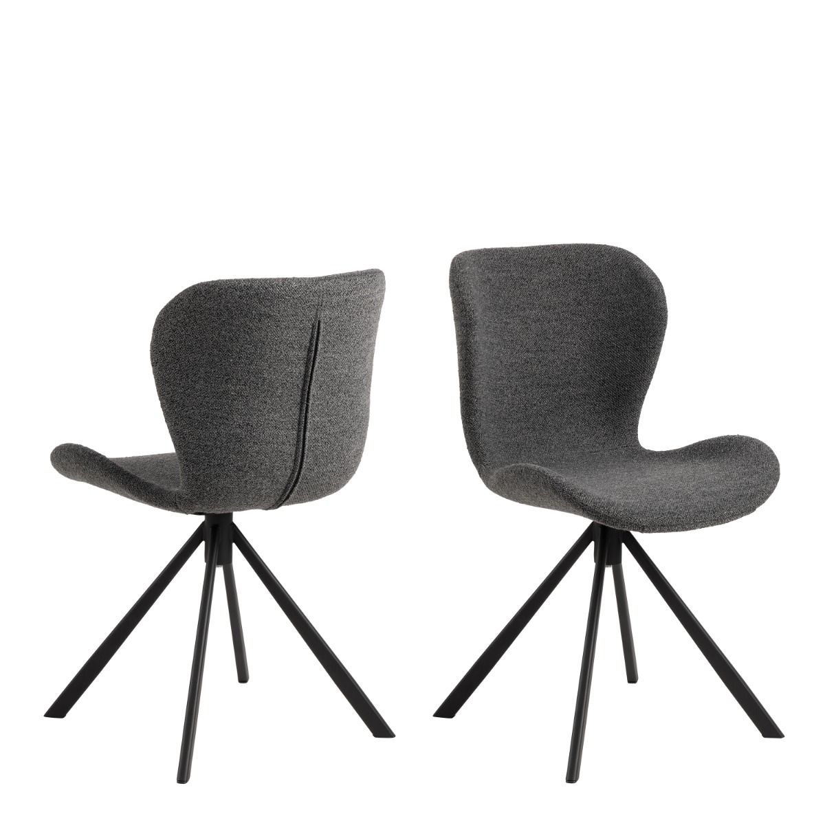 Batilda Swivel Dining Chairs In Grey Fabic Set Of 2 - Price Crash Furniture