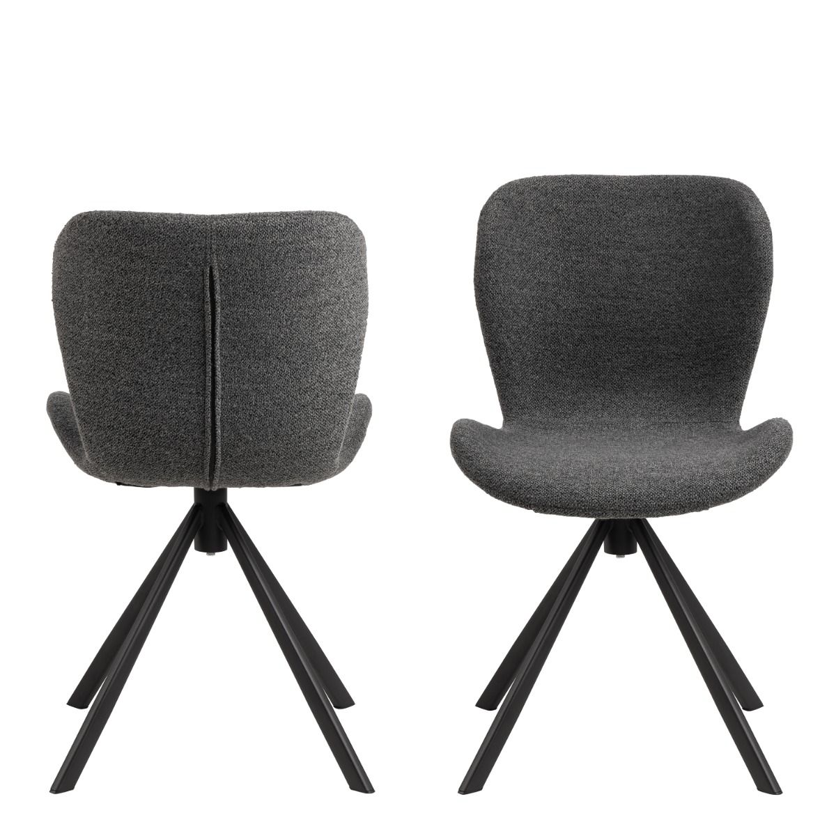 Batilda Swivel Dining Chairs In Grey Fabic Set Of 2 - Price Crash Furniture