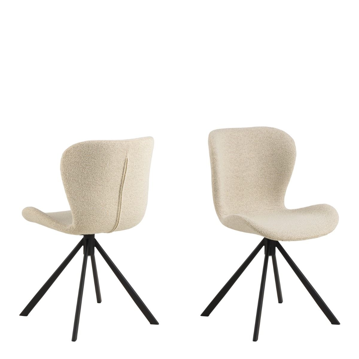 Batilda Swivel Dining Chairs In Cream Fabic Set Of 2 - Price Crash Furniture