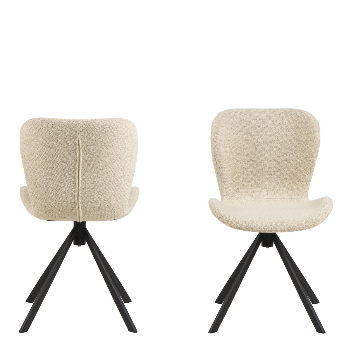 Batilda Swivel Dining Chairs In Cream Fabic Set Of 2 - Price Crash Furniture