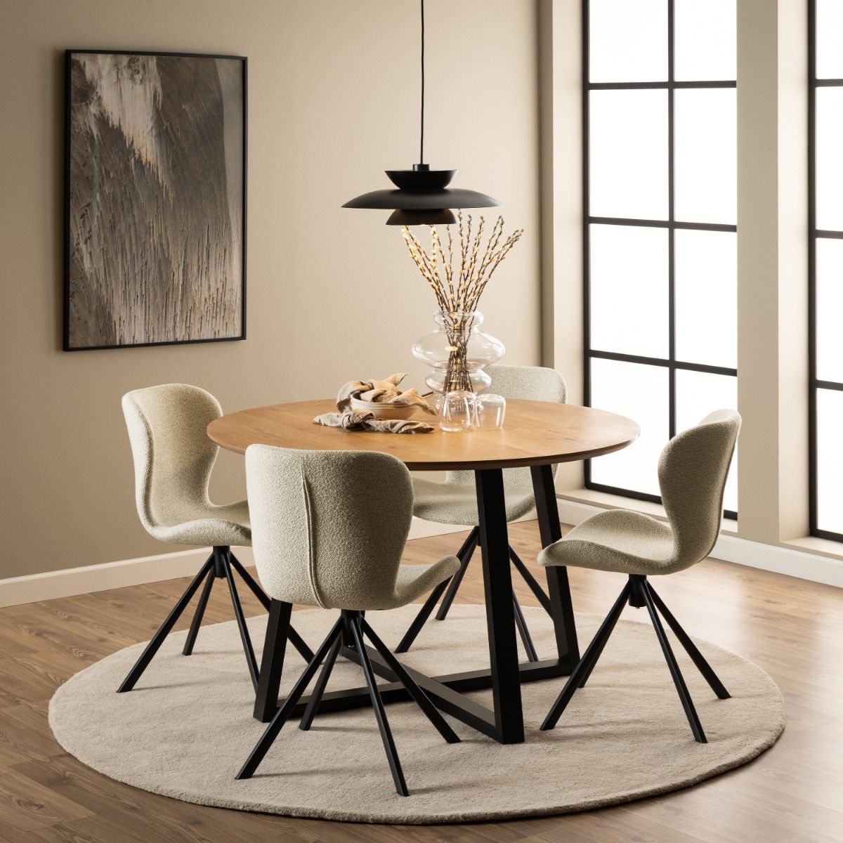 Batilda Swivel Dining Chairs In Cream Fabic Set Of 2 - Price Crash Furniture