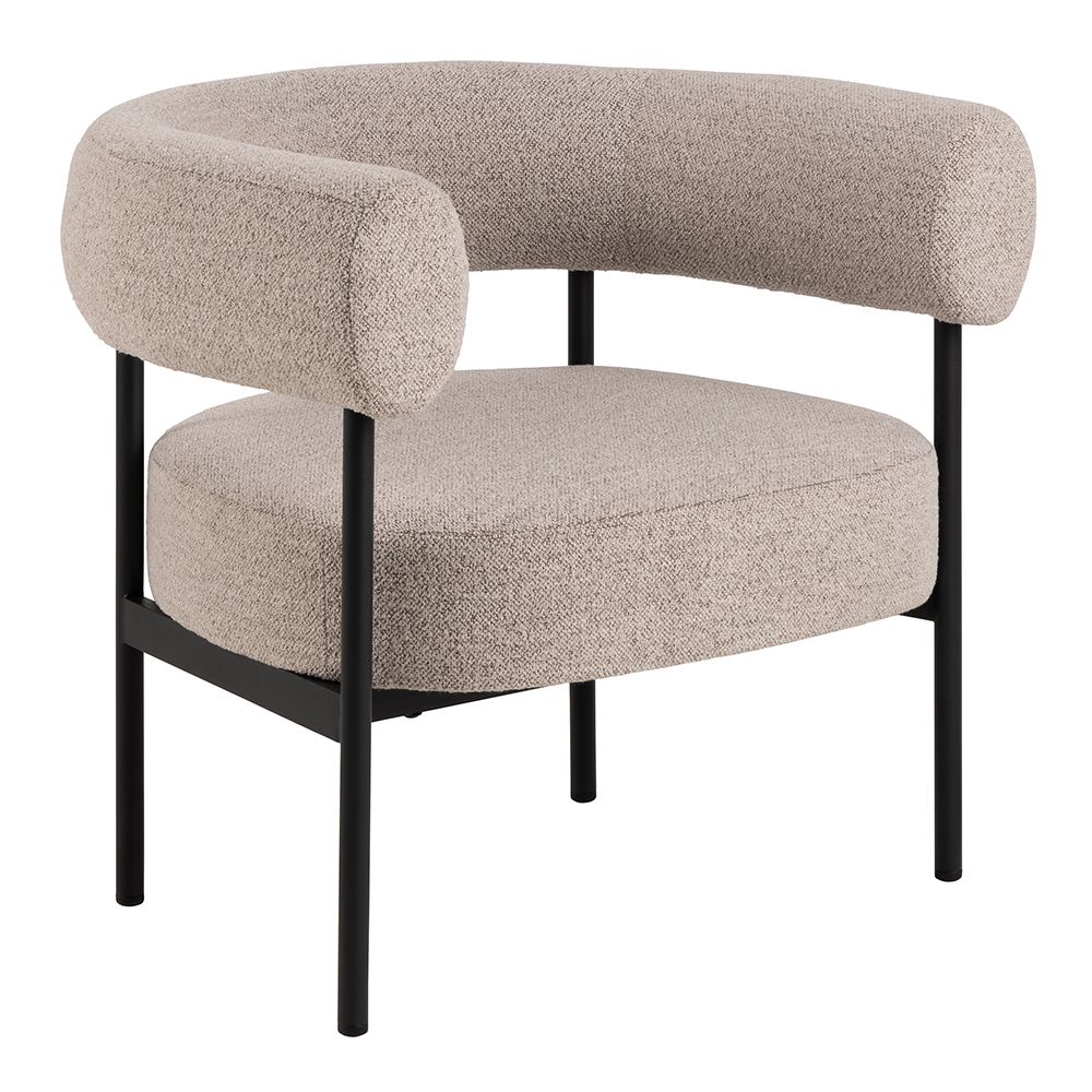 Oakfield Lounge Chair In Beige Fabic With Black Legs - Price Crash Furniture