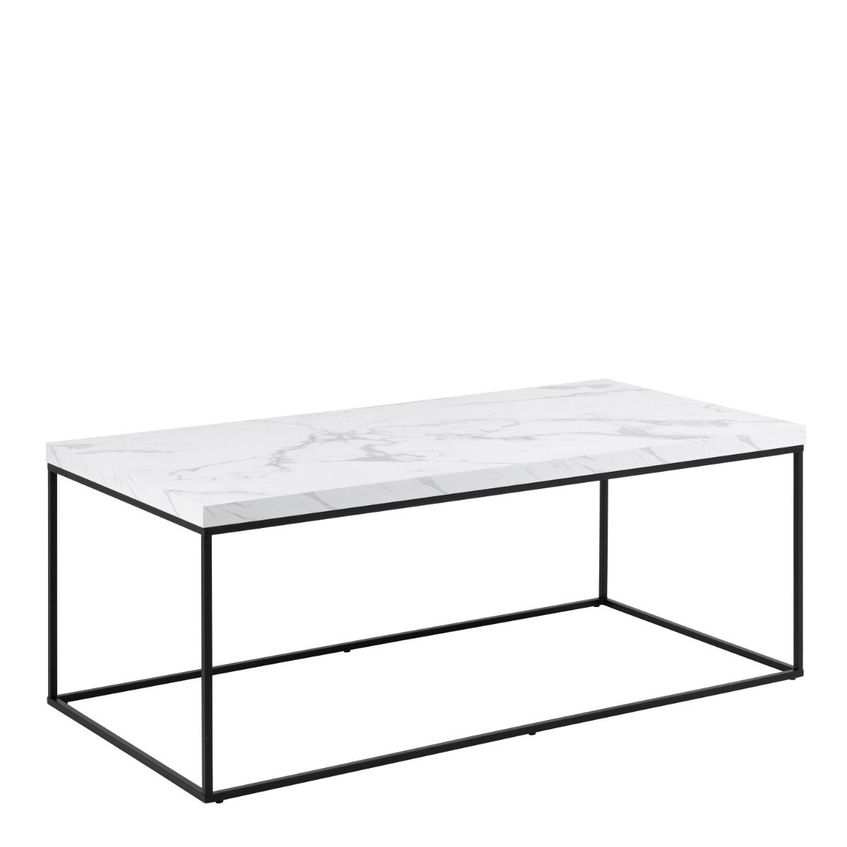 Barossa Rectangular Coffee Table With White Marble Effect & Black - Price Crash Furniture