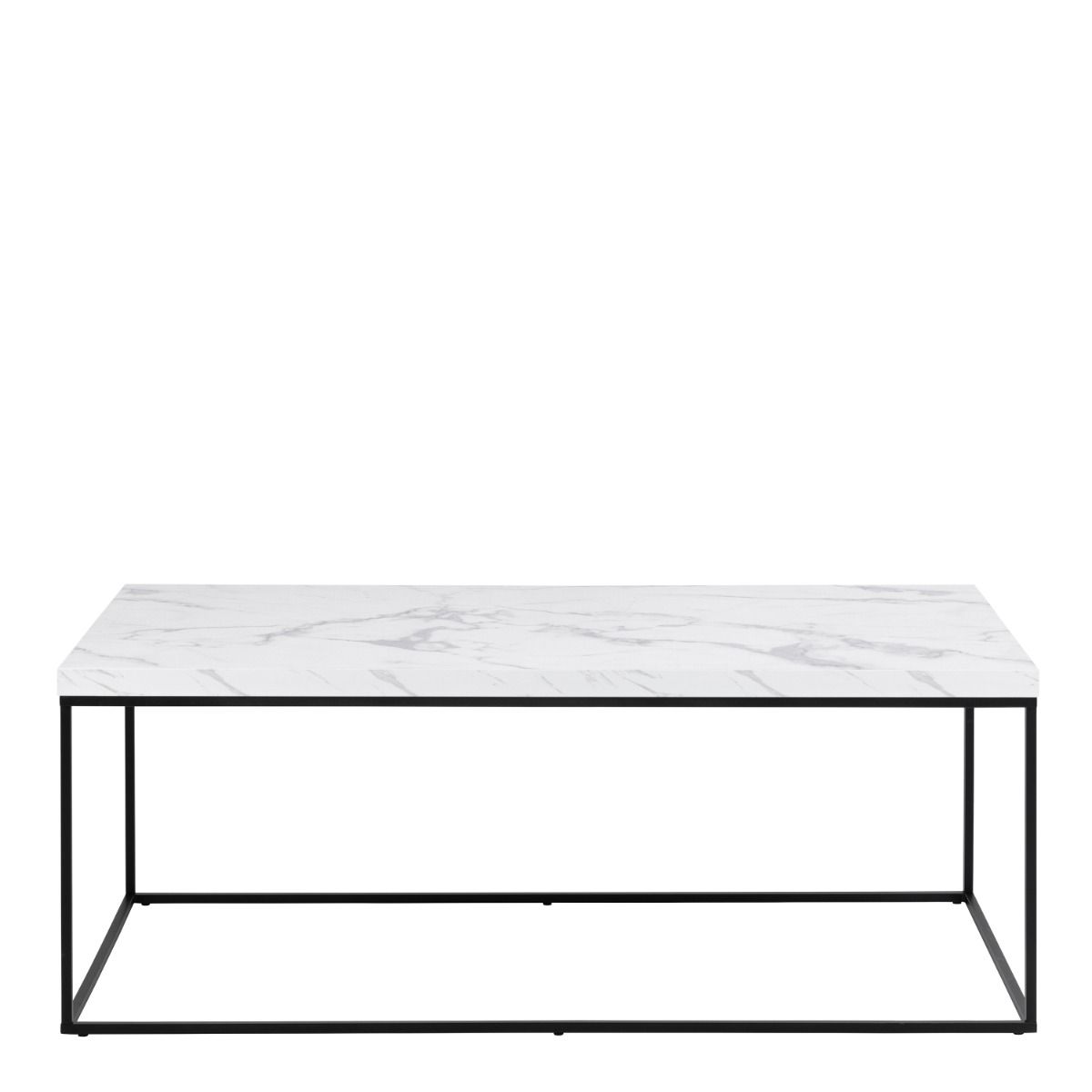 Barossa Rectangular Coffee Table With White Marble Effect & Black - Price Crash Furniture