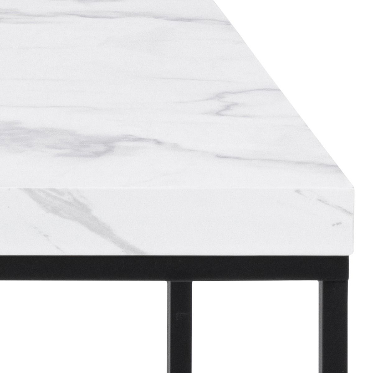 Barossa Rectangular Coffee Table With White Marble Effect & Black - Price Crash Furniture