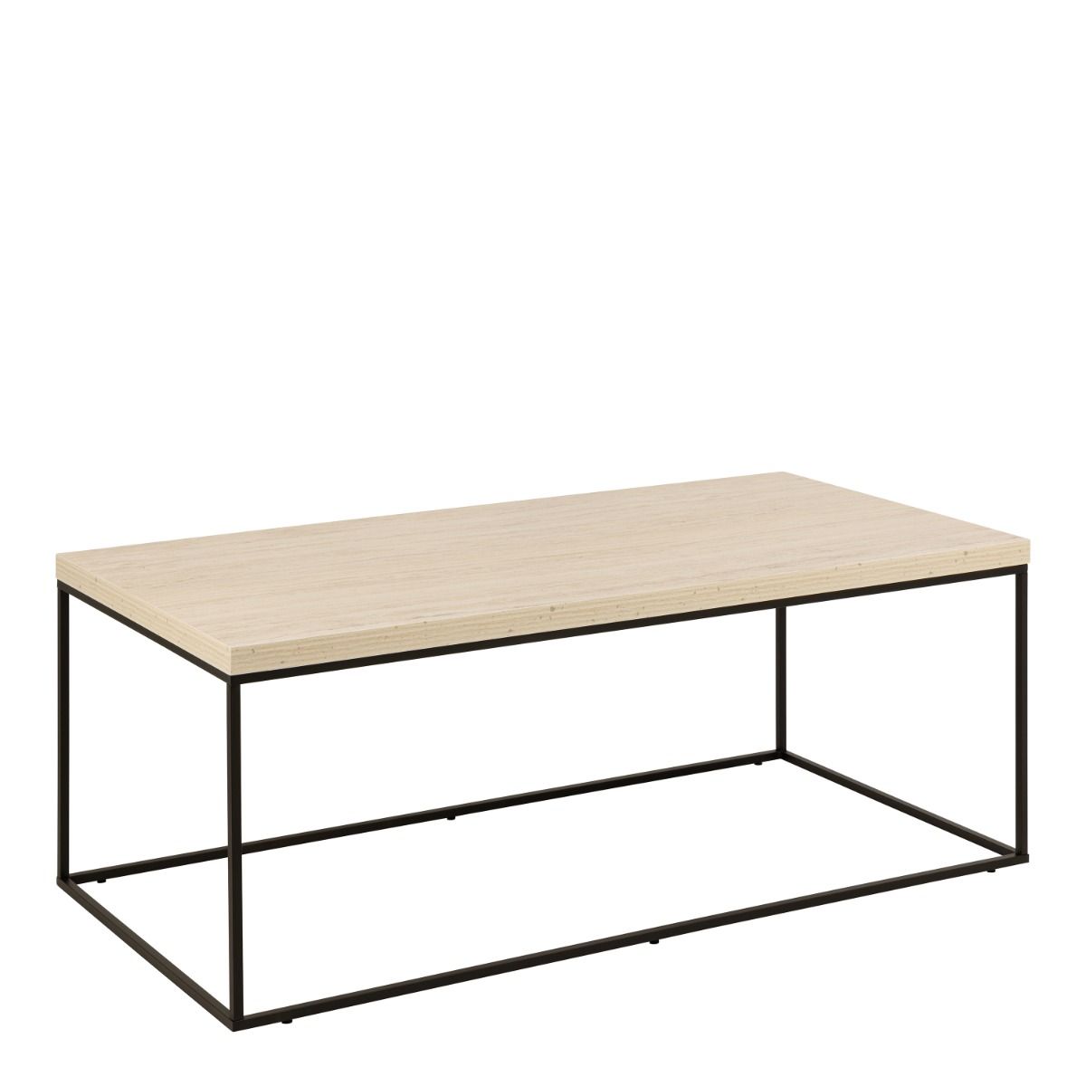 Barossa Rectangular Coffee Table Light Oak Top & Black Base - Price Crash Furniture