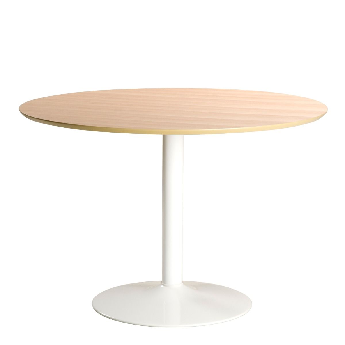 Ibiza Round Dining Table With Oak Top & White Base - Price Crash Furniture