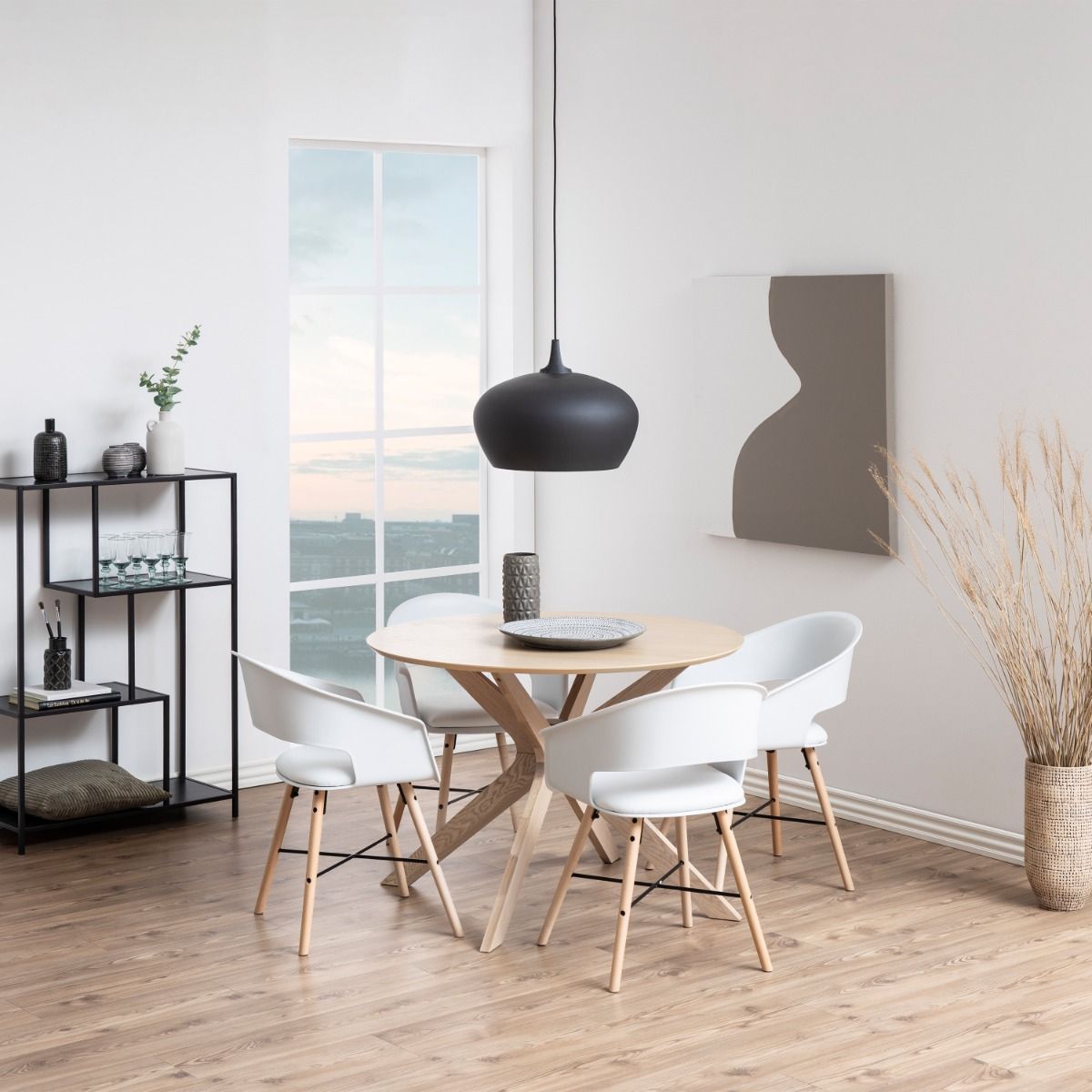 I_Duncan Round Dining Table In White Oak - Price Crash Furniture