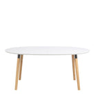 Belina 270cm Oval Dining Table In White & Oak Seats 8 - Price Crash Furniture