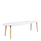 Belina 270cm Oval Dining Table In White & Oak Seats 8 - Price Crash Furniture