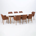 Belina 270cm Oval Dining Table In White & Oak Seats 8 - Price Crash Furniture