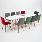 Belina 270cm Oval Dining Table In White & Oak Seats 8 - Price Crash Furniture