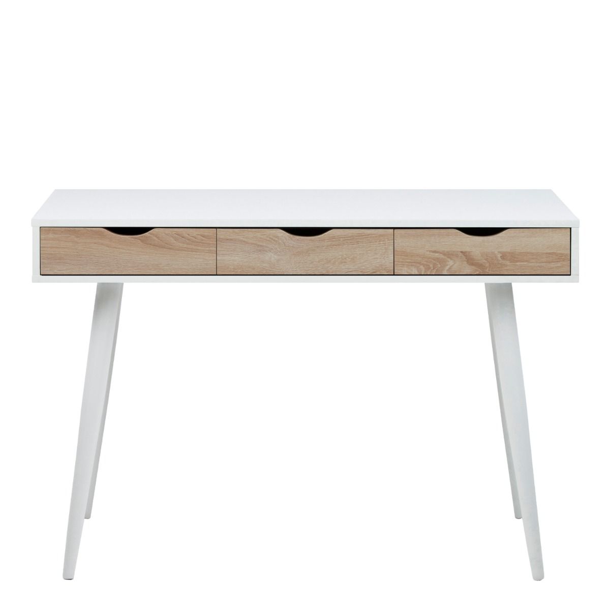 Neptun 3 Drawer Desk In White With 3 Sonoma Oak Drawers - Price Crash Furniture