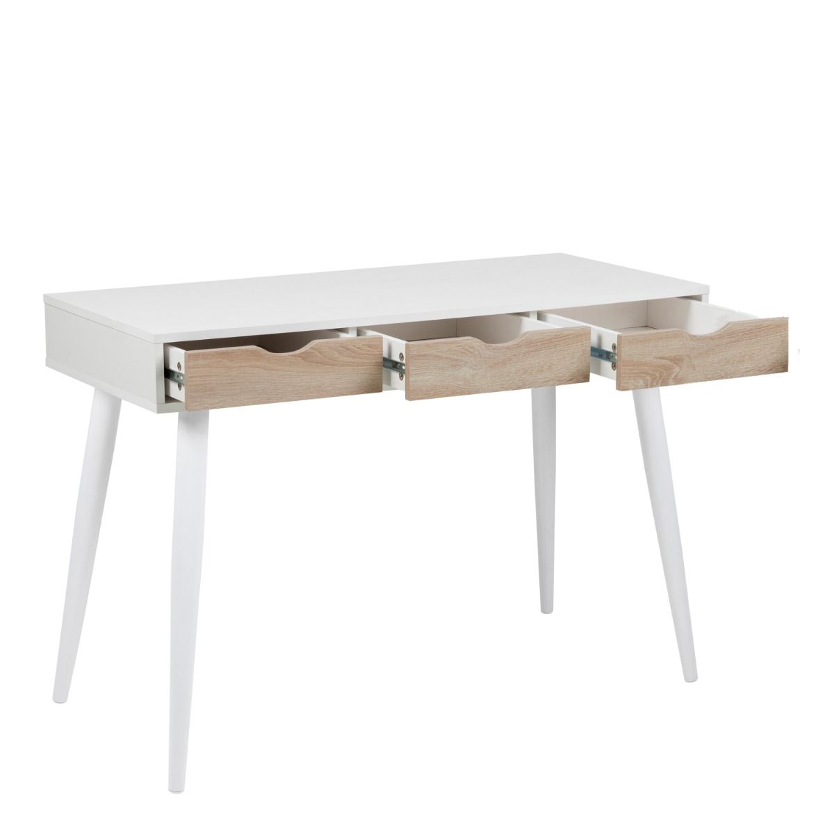 Neptun 3 Drawer Desk In White With 3 Sonoma Oak Drawers - Price Crash Furniture