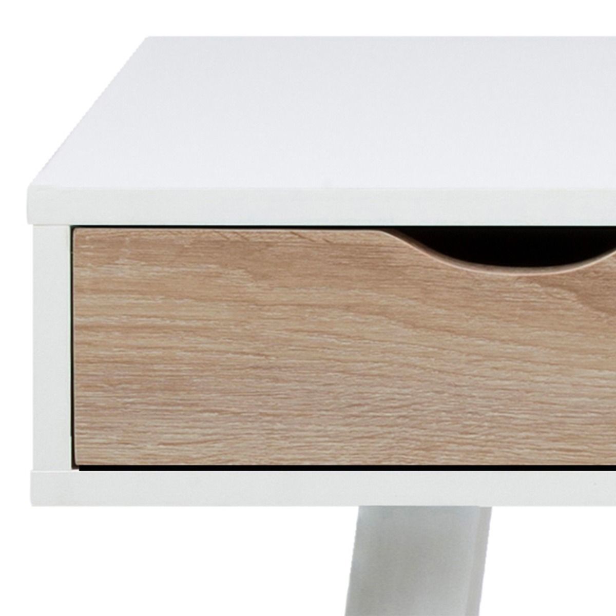 Neptun 3 Drawer Desk In White With 3 Sonoma Oak Drawers - Price Crash Furniture