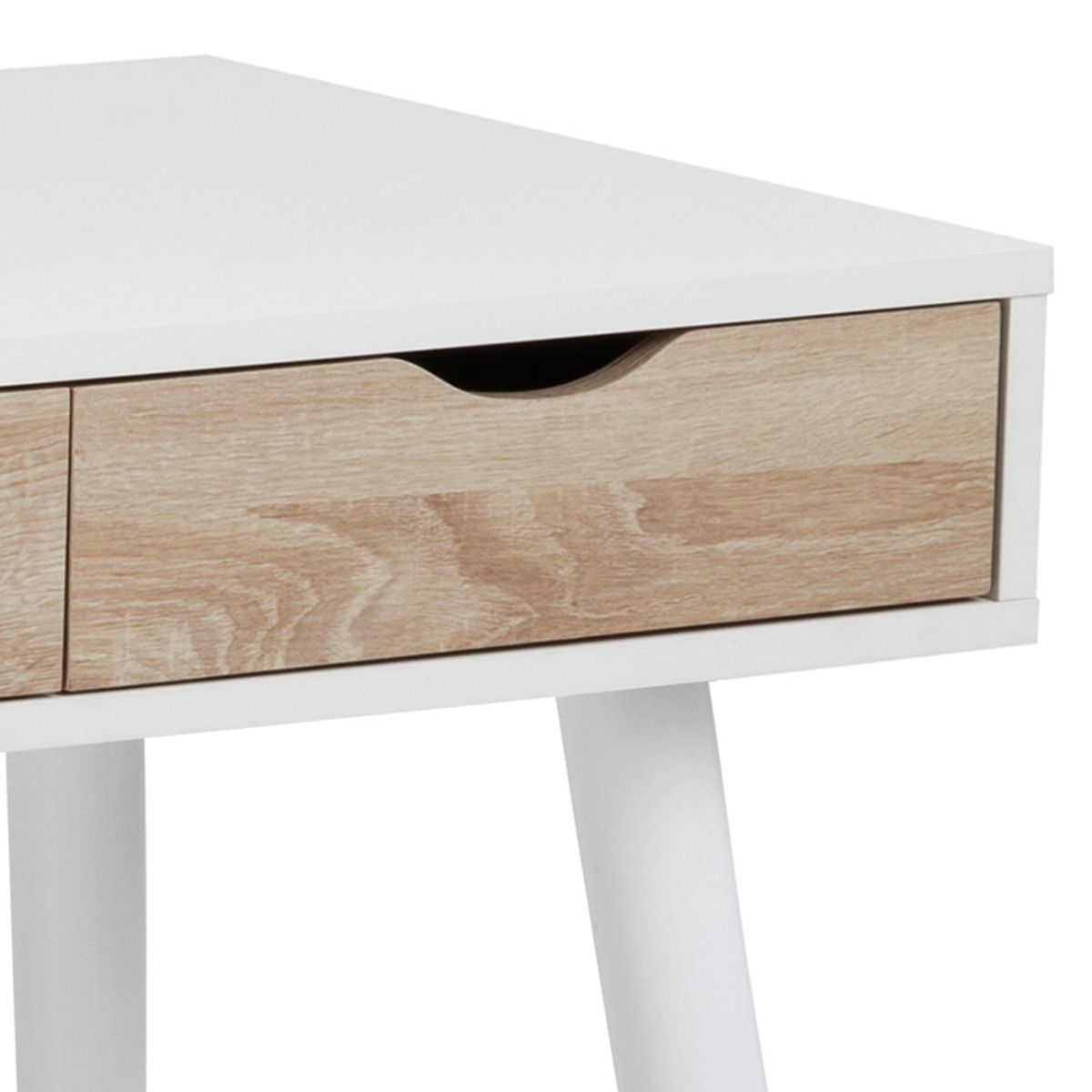 Neptun 3 Drawer Desk In White With 3 Sonoma Oak Drawers - Price Crash Furniture