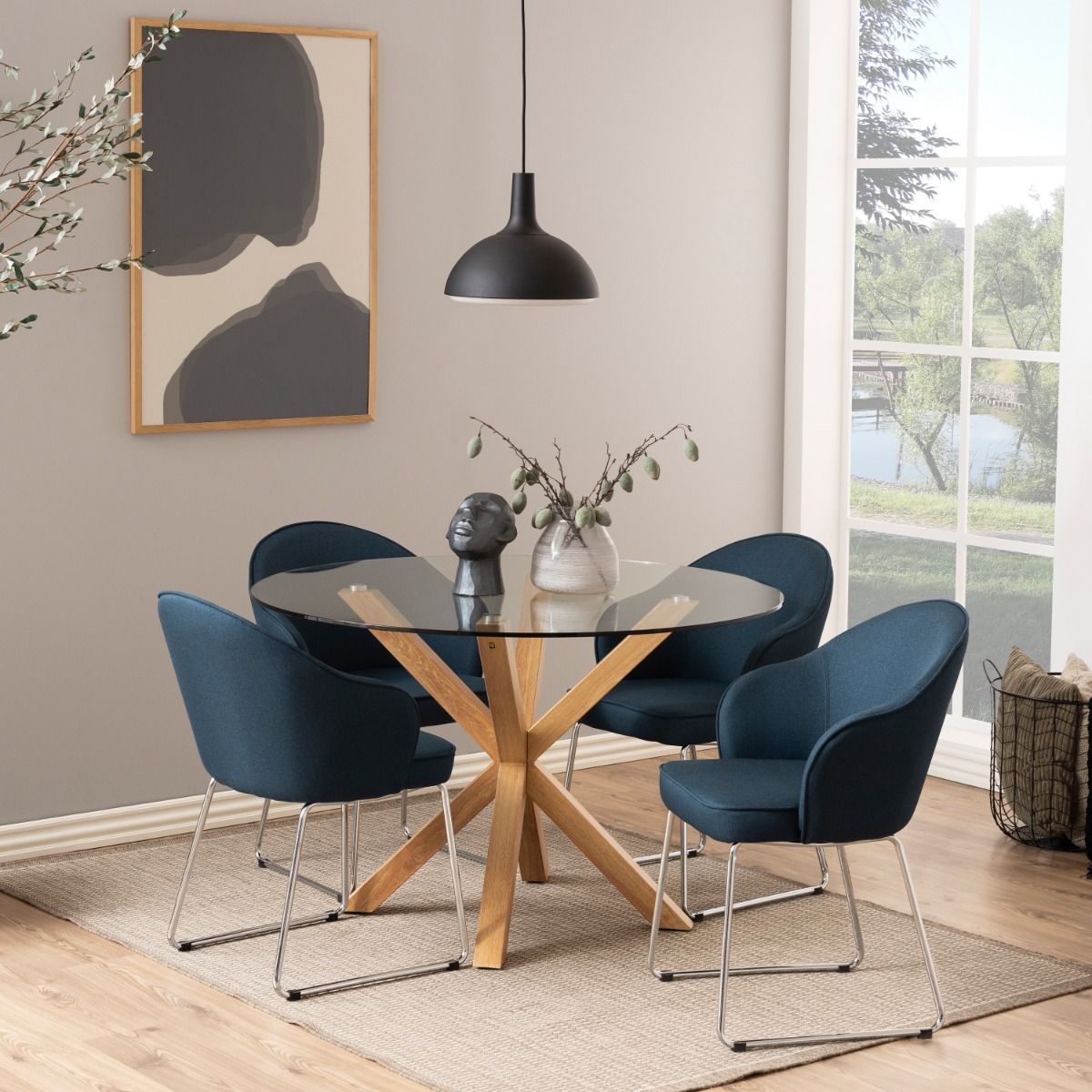 Heaven Round Dining Table with Glass Top - Price Crash Furniture