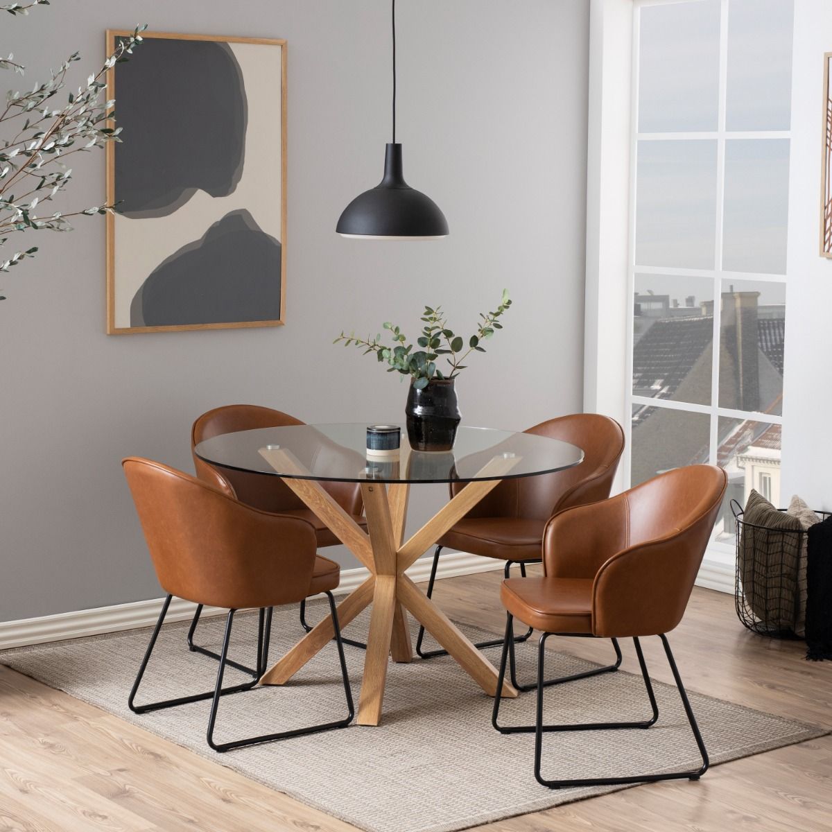 Heaven Round Dining Table with Glass Top - Price Crash Furniture