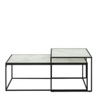 Bolton Coffee Table Set White Marble Effect Glass Top & Black Legs - Price Crash Furniture