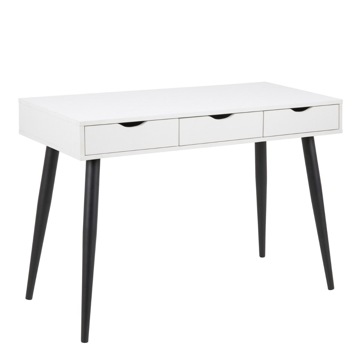 Neptun 3 Drawer Office Desk In White With Black Legs - Price Crash Furniture