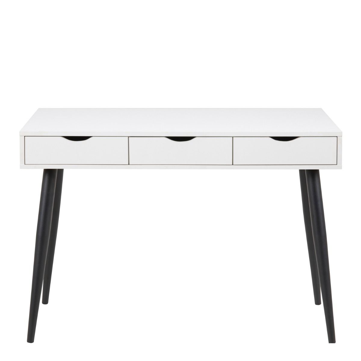 Neptun 3 Drawer Office Desk In White With Black Legs - Price Crash Furniture