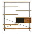 Angus Bookcase With 1 Sliding Door & 5 Shelves In Oak & Black - Price Crash Furniture