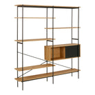 Angus Bookcase With 1 Sliding Door & 5 Shelves In Oak & Black - Price Crash Furniture