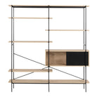 Angus Bookcase With 1 Sliding Door & 5 Shelves In White Oak & Black - Price Crash Furniture