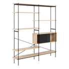 Angus Bookcase With 1 Sliding Door & 5 Shelves In White Oak & Black - Price Crash Furniture