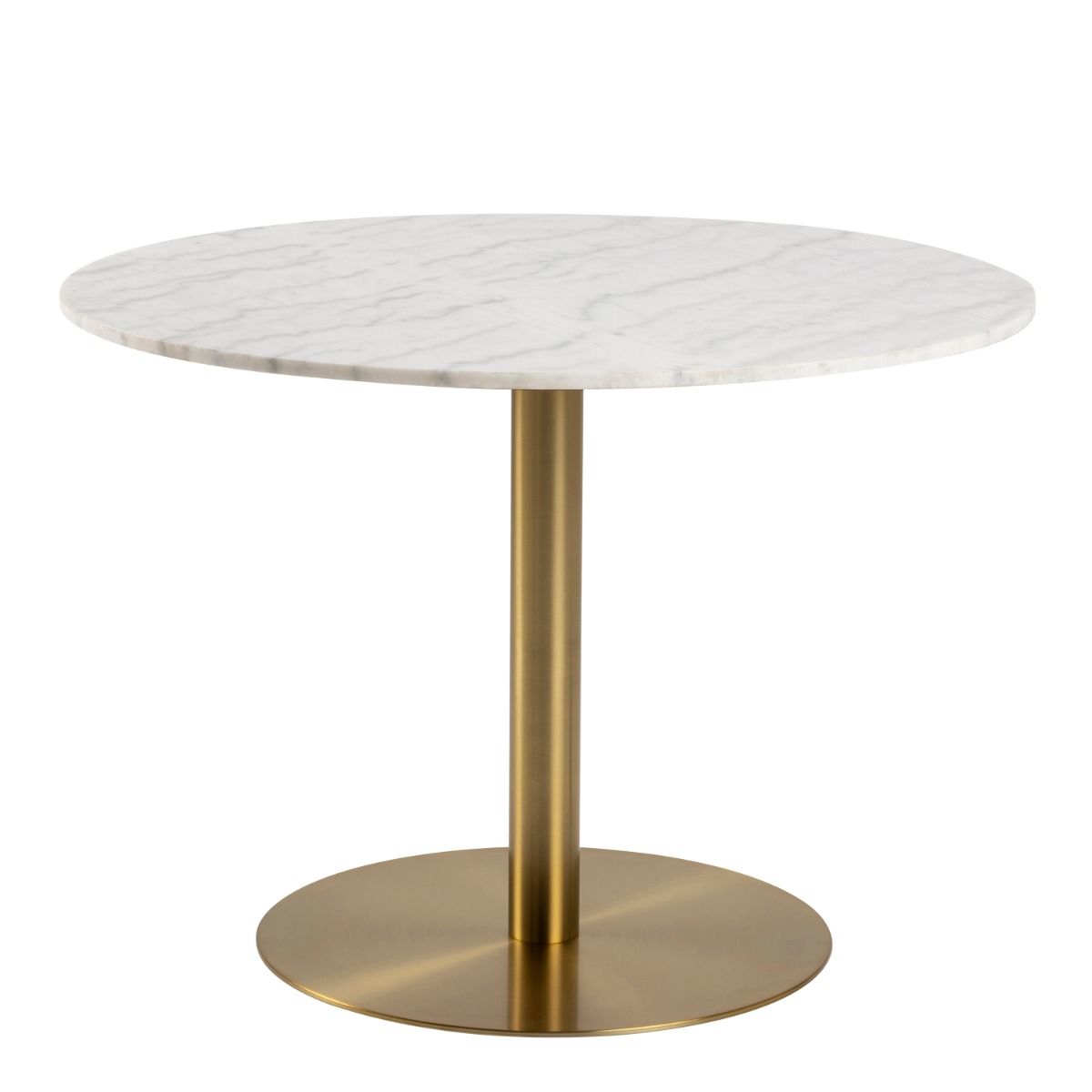 Corby Round Dining Table With White Marble Effect Top & Gold Base - Price Crash Furniture