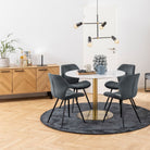 Corby Round Dining Table With White Marble Effect Top & Gold Base - Price Crash Furniture