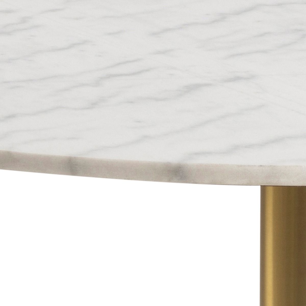 Corby Round Dining Table With White Marble Effect Top & Gold Base - Price Crash Furniture