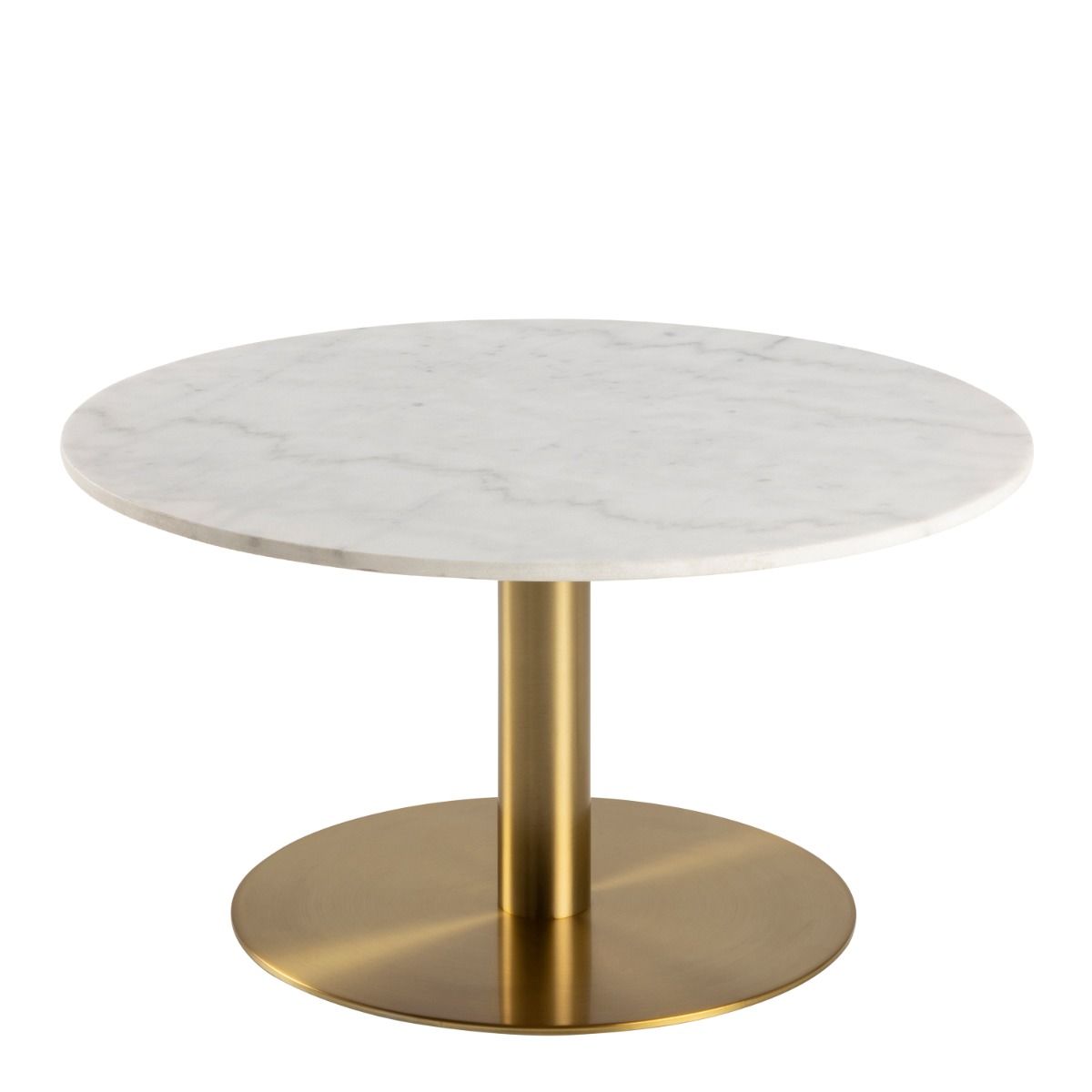 Corby Round Coffee Table With White Marble Effect Top & Gold Base - Price Crash Furniture