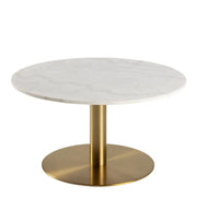 Corby Round Coffee Table With White Marble Effect Top & Gold Base - Price Crash Furniture