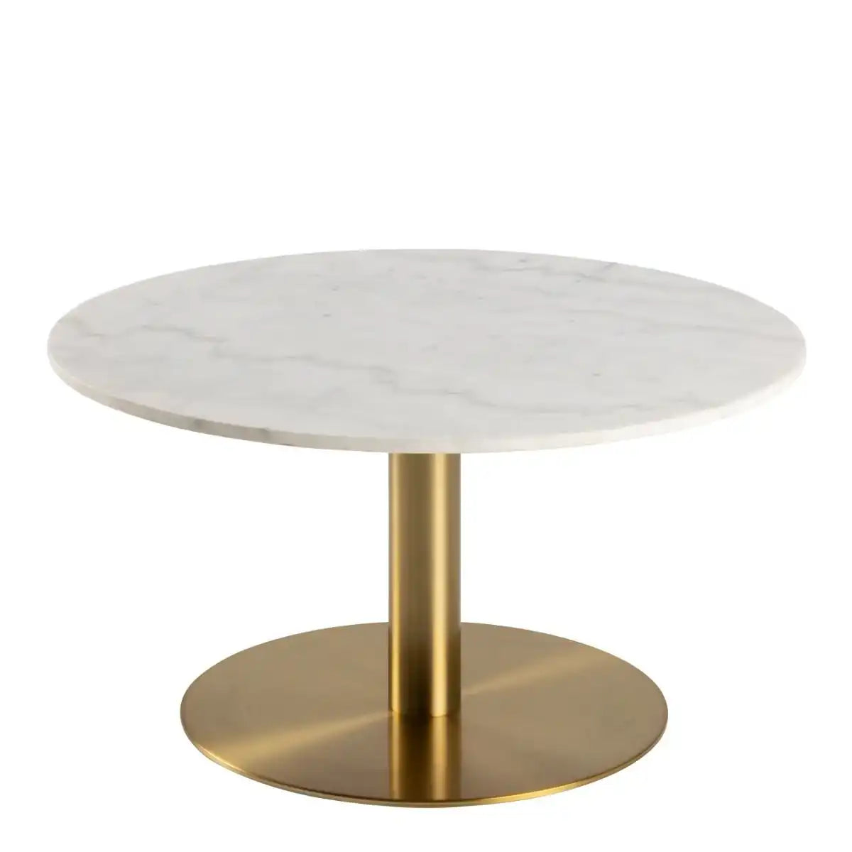 Corby Round Coffee Table With White Marble Effect Top & Gold Base - Price Crash Furniture