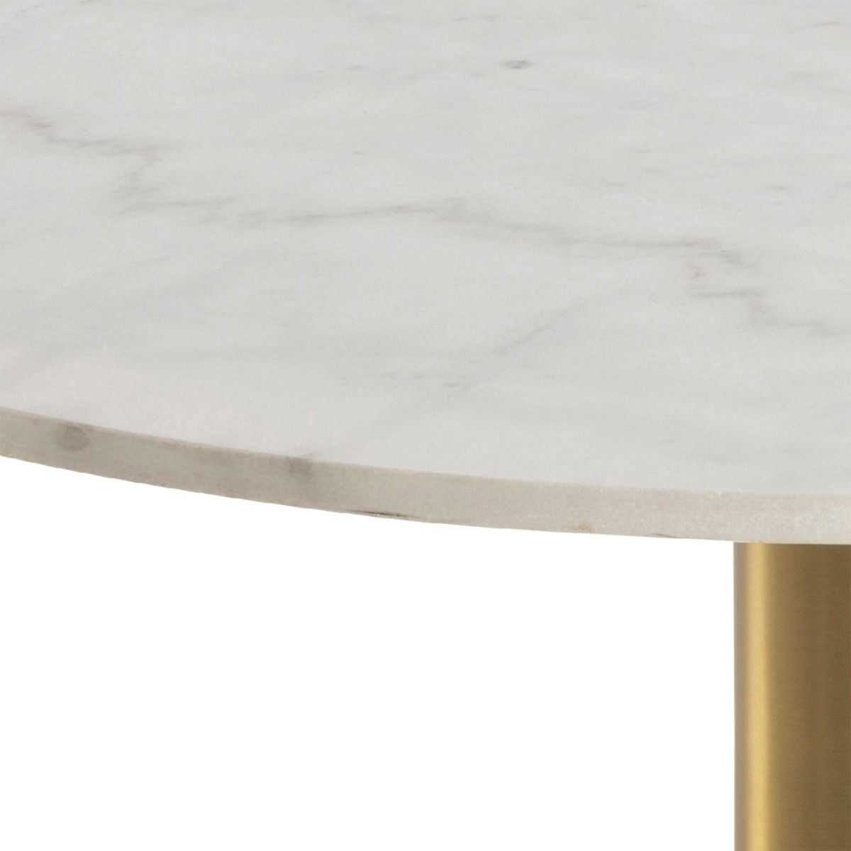 Corby Round Coffee Table With White Marble Effect Top & Gold Base - Price Crash Furniture