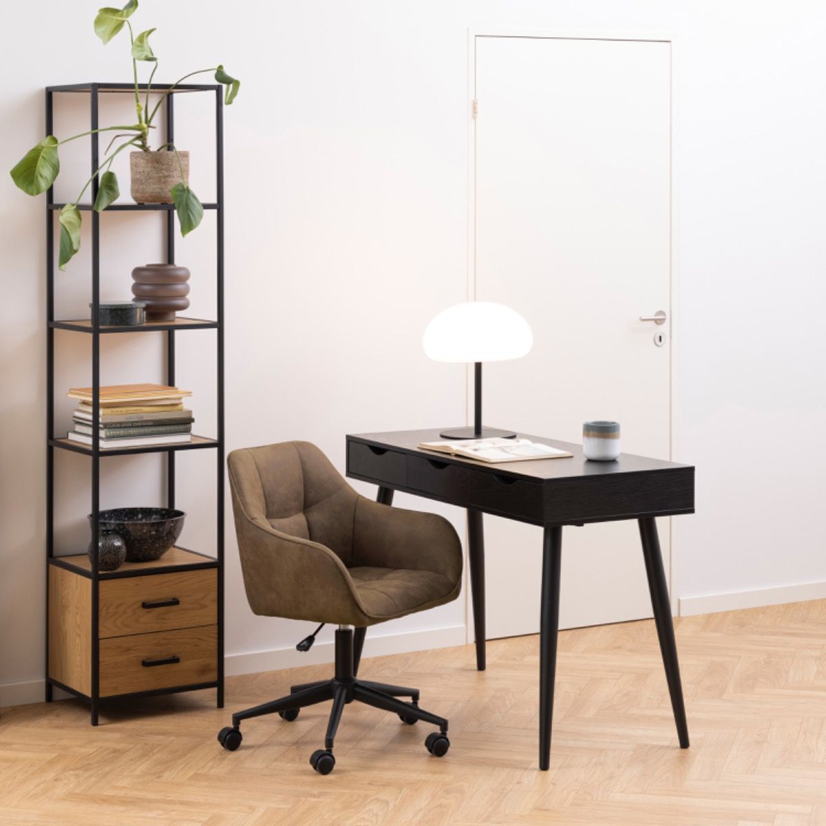 Neptun 3 Drawer Office Desk In Black - Price Crash Furniture