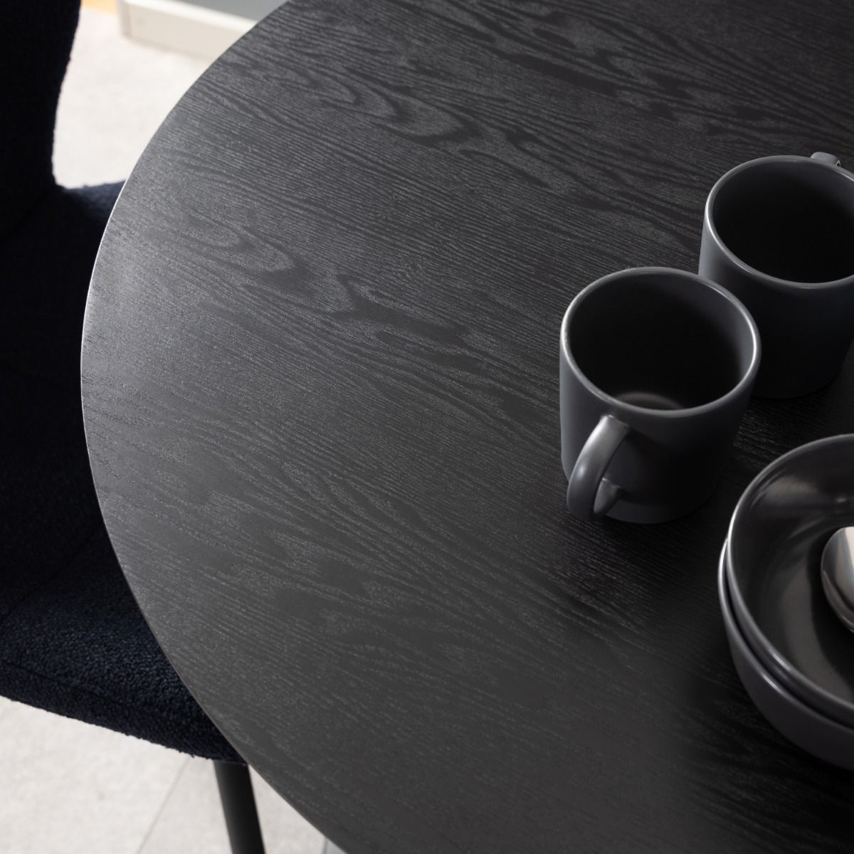 Ibiza Small Round Café Table - Black Ash Top & Black Base - Price Crash Furniture