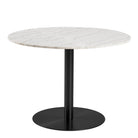 Corby Round Dining Table With White Marble Effect Top & Black Base - Price Crash Furniture