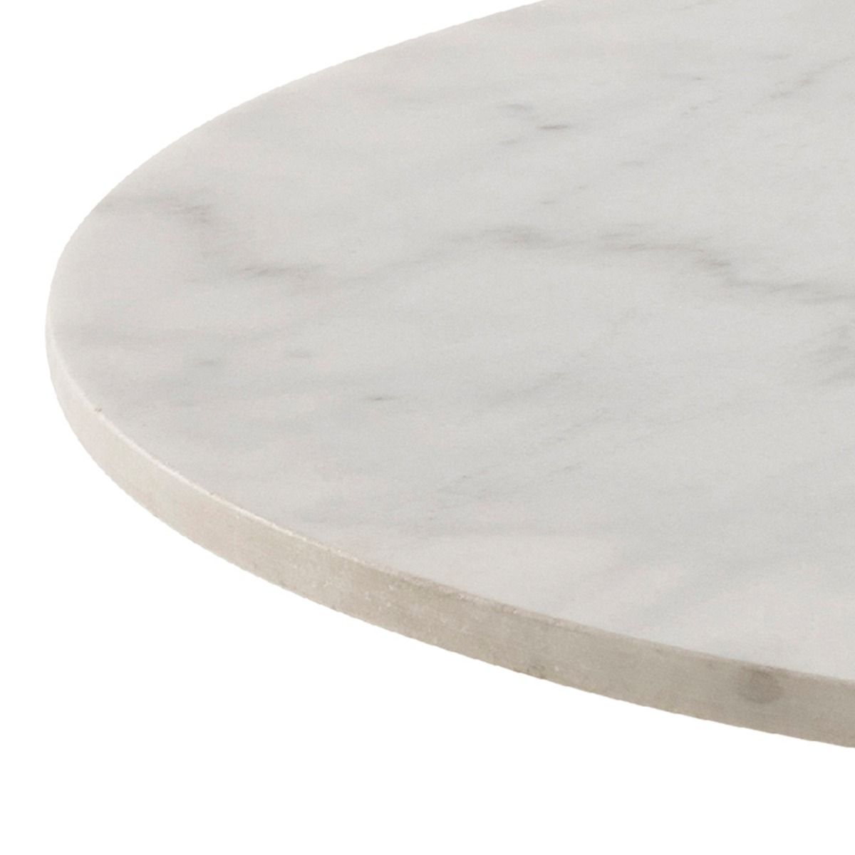 Corby Round Dining Table With White Marble Effect Top & Black Base - Price Crash Furniture