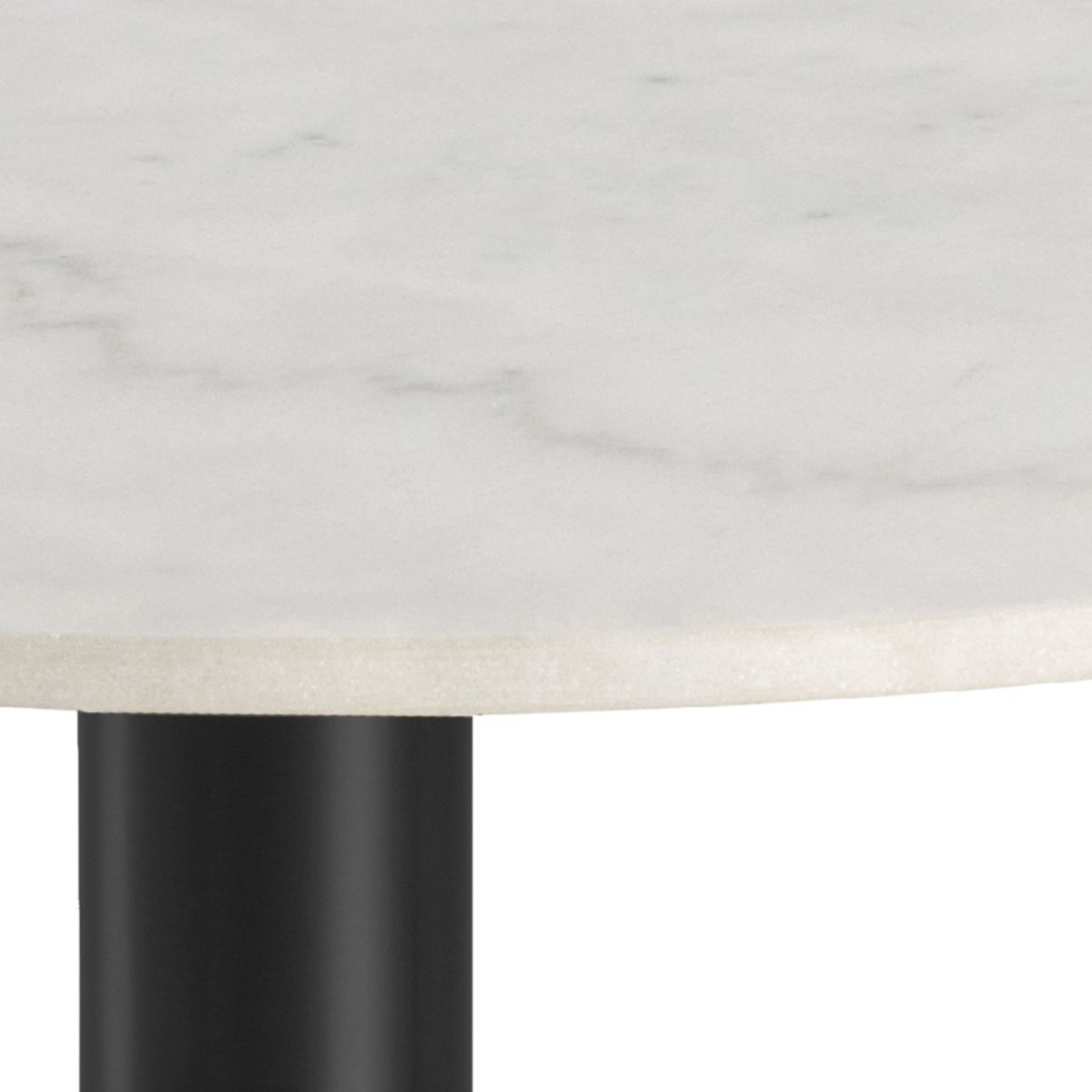 Corby Round Dining Table With White Marble Effect Top & Black Base - Price Crash Furniture