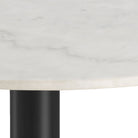 Corby Round Dining Table With White Marble Effect Top & Black Base - Price Crash Furniture