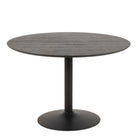 Ibiza Round Dining Table With Black Ash Top & Matt Black Base - Price Crash Furniture