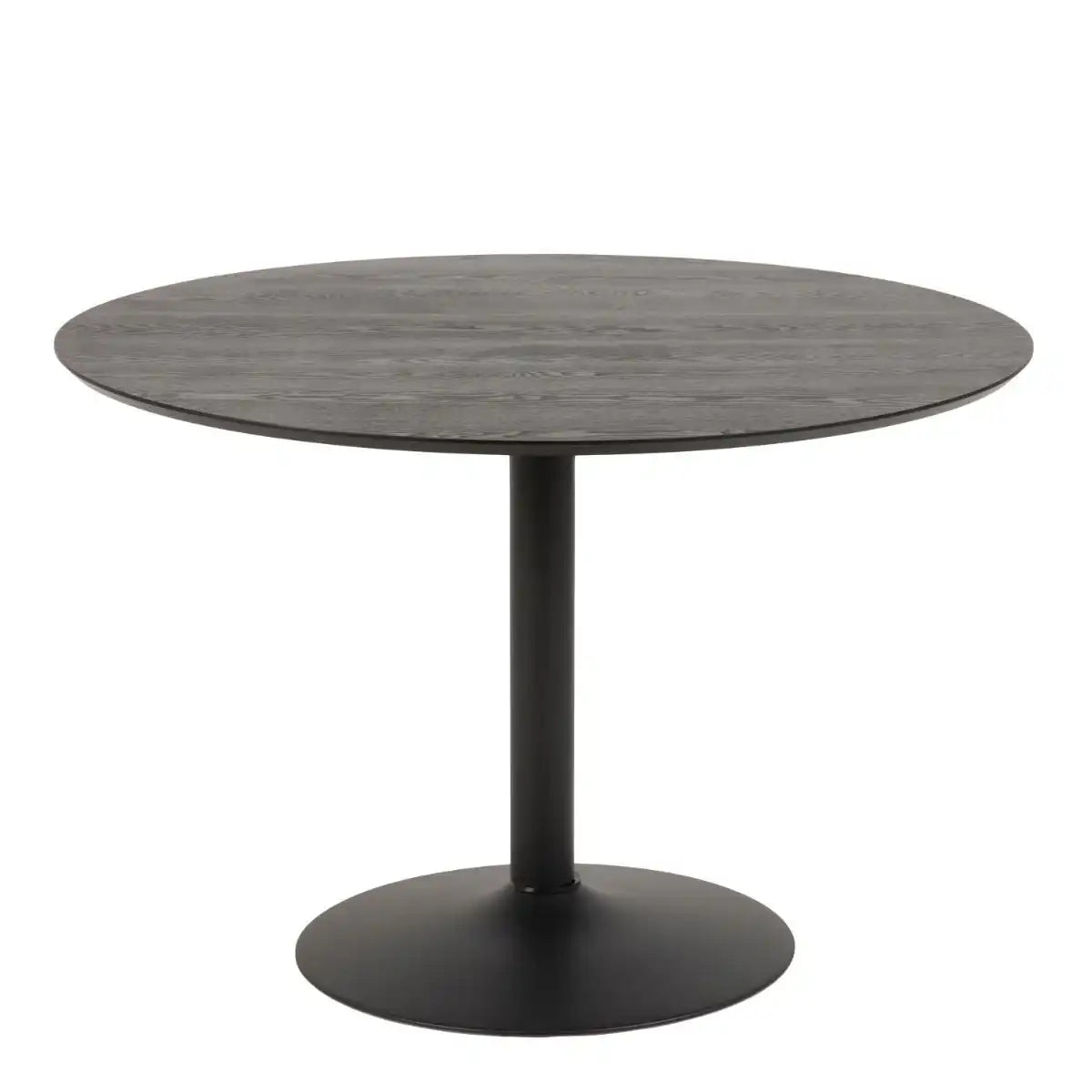 Ibiza Round Dining Table With Black Ash Top & Matt Black Base - Price Crash Furniture