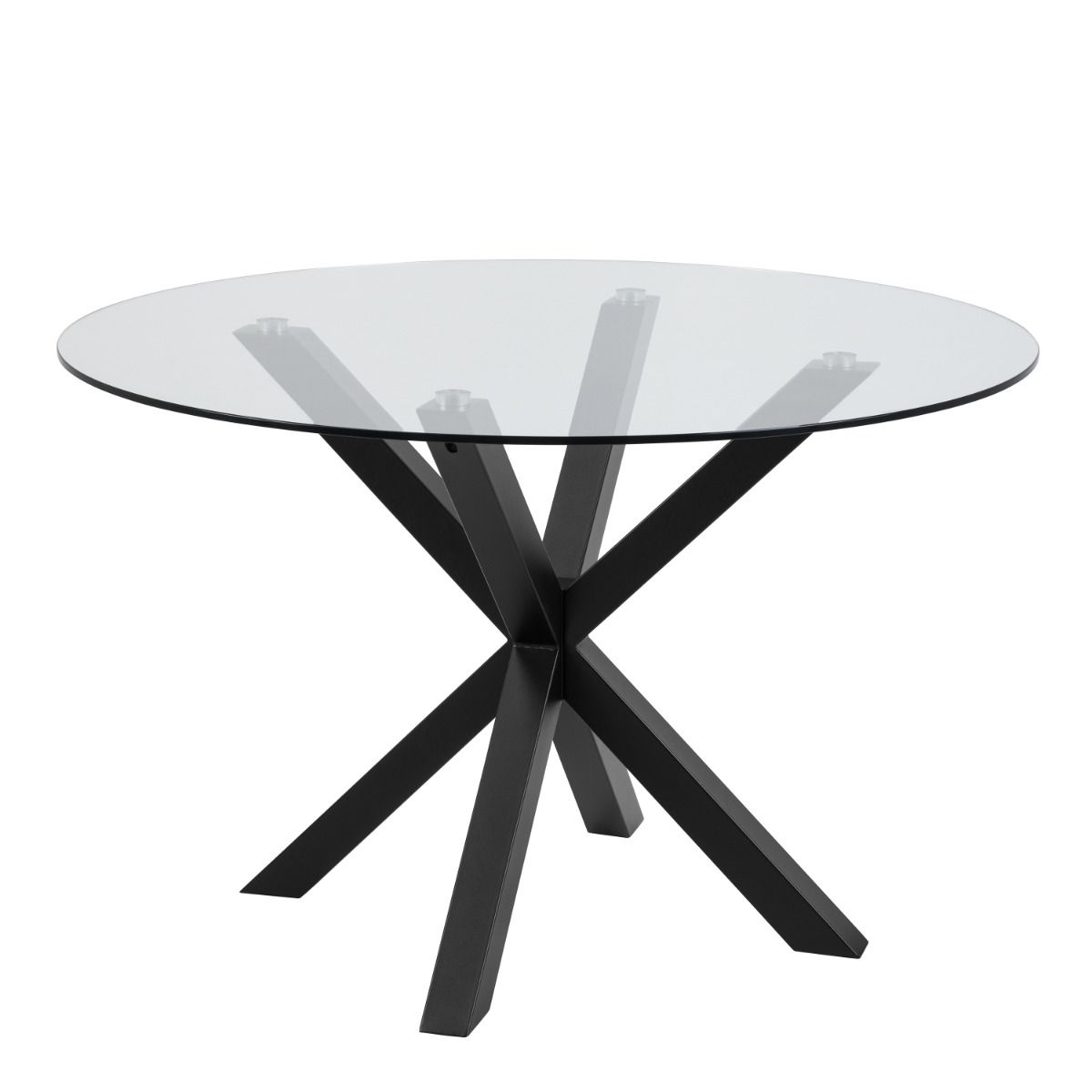 Heaven Round Dining Table with Clear Glass Top and Black Legs - Price Crash Furniture