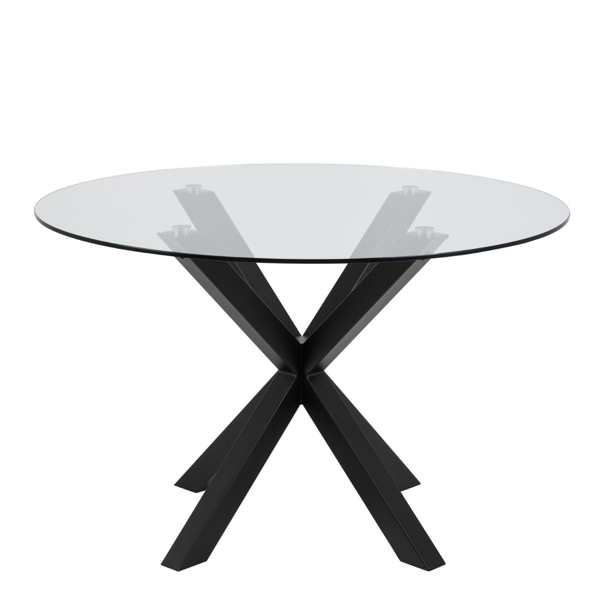 Heaven Round Dining Table with Clear Glass Top and Black Legs - Price Crash Furniture