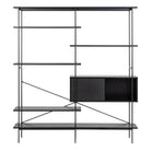 Angus Bookcase With 1 Sliding Door & 5 Shelves In Black - Price Crash Furniture