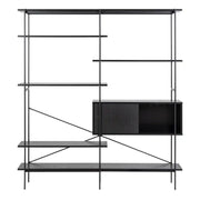 Angus Bookcase With 1 Sliding Door & 5 Shelves In Black - Price Crash Furniture